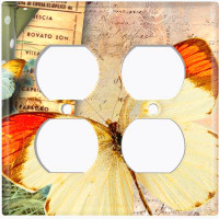 WorldAcc Metal Light Switch Plate Outlet Cover (Butterfly Apple Leaves Letter  - Single Toggle)