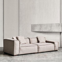 MABOLUS 102.36" Solid Colour Linen Blend Modular Sofa cushion couch