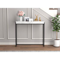 Hokku Designs Console Table Narrow Entrance Sofa Hallway Table - Behind Couch Marble Look Top Sunken Tray