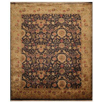 Isabelline 8X10 Hand Knotted Persian 100% Wool Agra Traditional 250 KPSI Oriental Area Rug Charcoal, Olive Colour