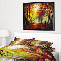 Made in Canada - East Urban Home 'Walk Through Autumn Forest' Framed Oil Painting Print on Wrapped Canvas