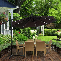 Arlmont & Co. Modern 10 Ft Outdoor Patio Umbrella With Solar Powered LED Lighted