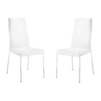 Hokku Designs Casabianca Home Poyraz Set Of 2 Armless PU Leather Modern Dining Chairs With Metal Leg , Gray - For Dining