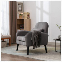 George Oliver Accent chair, solid wood legs with black painting. Fabric cover the seat
