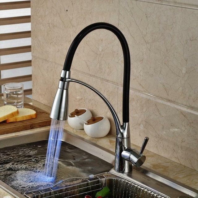 Kitchen Faucets , Transitional with Chrome Single Handle One Hole ( Pull Down ) in Plumbing, Sinks, Toilets & Showers - Image 3