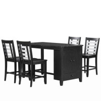Red Barrel Studio TOPMAX Counter Height 5-Piece Dining Table Set With Faux Marble Tabletop