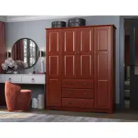 Wildon Home® Mcclintock Musman Family 100% Solid Wood 4-door Wardrobe Armoire with Metal Knobs