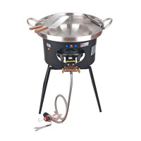 ARC ARC 23" Stainless Steel Concave Comal Set, 80,000 BTU Propane Burner and Stand, Discada Disc Cooker.