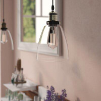 Trent Austin Design Hoddesd 1 - Light Single Bell Pendant with Glass Accents