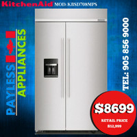 Kitchenaid KBSD708MPS 48 Built in Counter Depth Side By Side Refrigerator Print Shield Stainless Steel