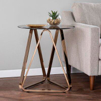 Everly Quinn Stondon Glass Top Frame End Table