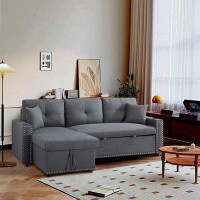 Red Barrel Studio L-shape Sectional Convertible Sleeper Sofa With Storage Chaise And Pull-out Bed