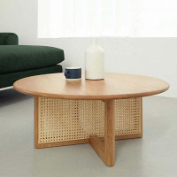 POT HALL 31.50" Burlywood Solid wood Round Coffee Table