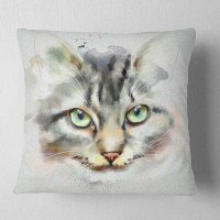 Made in Canada - East Urban Home Animal Cute Kitten Watercolor Hand Drawn Pillow