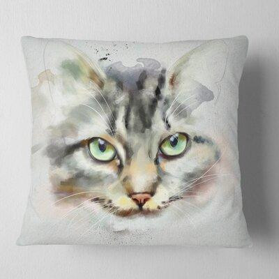 Made in Canada - East Urban Home Animal Cute Kitten Watercolor Hand Drawn Pillow in Bedding