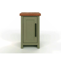 Latitude Run® Bridgevine Home Ileana 14 Inch Chairside Table, No Assembly Required, Sage Green And Fruitwood Finish