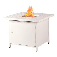 Red Barrel Studio Square 32 In. X 32 In. Aluminum Propane Fire Pit Table With Glass Beads, Two Covers, Lid, 37,000 Btus