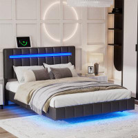 Red Barrel Studio Floating Bed Frame With LED Lights And USB Charging