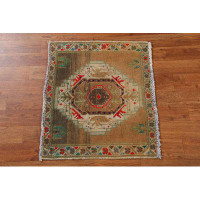 Isabelline One-of-a-Kind Sarantis Hand-Knotted 1980S 1'10" X 2'1" Square Wool Area Rug in Brown