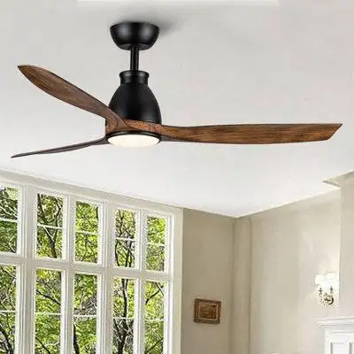Ivy Bronx 52 Inch Indoor Black Ceiling Fan With Led Light