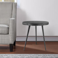 17 Stories 23 Inch Round Modern Minimalist Metal Side Table With Tripod Base