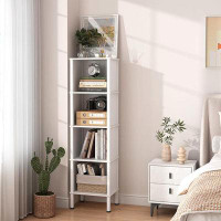 Ebern Designs Ebern Designs 5 Tier Narrow Bookshelf, 4 Cube Bookcase, Slim Corner Open Display Storage Shelf For Small S