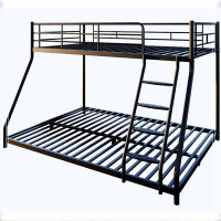 17 Stories Black Twin Over Full Metal Bunk Bed With Comfortable Rungs