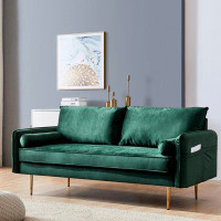 Mercer41 Rosalie 71" Velvet Square Arm Sofa with Reversible Cushions