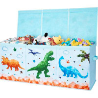 Zoomie Kids Large Toy Box - Dinosaur Toy Storage Chest With Lids Foldable Extra Large 38” X 13” X 16” Removable Divider