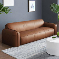 ABPEXI 82.68" Brown  Genuine Leather Standard Sofa cushion couch