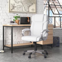 Upper Square™ Kalman Mid-Back LeatherSoft Executive Swivel Office Chair with Padded Arms