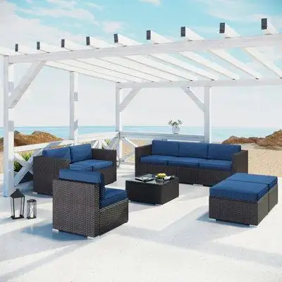 Lark Manor Outdoor Sectional Sofa- Patio Wicker Furniture Set (9-piece)