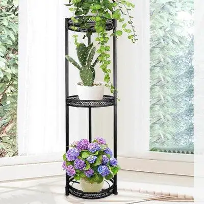 Ebern Designs 3Tier Tall Corner Plant Stands for Multiple Plant, Tiered Plant Shelf Display Rack for Living Room