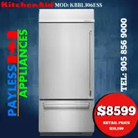 KitchenAid KBBL306ESS 36 Stainless Built-In Refrigerator with Platinum Interior Design 20.9 Cu. Ft.