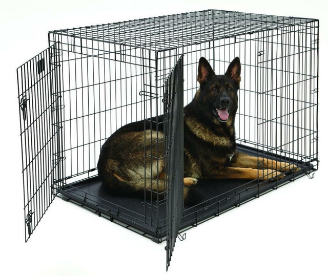 NEW 2 DOOR 48 IN XXL FOLDING DOG CAGE & TRAY DC48 DOG KENNEL PORTABLE CAGE in Other in Alberta
