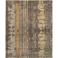 World Menagerie One-of-a-Kind Soperton Hand-Knotted 2010s Ushak Dark Gray 8' x 9'9" Wool Area Rug