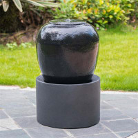 Red Barrel Studio Outdoor Cement Fountain Black, Cute Unique Urn Design Water