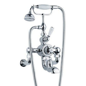 Lefroy Brooks Classic White Double Handle Wall Mounted Thermostatic Bath/Shower Mixer with Tub Faucet and Handshower Canada Preview