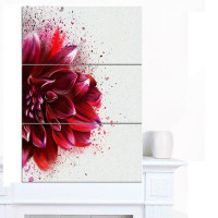 Design Art 'Dark Red Watercolor Rose Flower' 3 Piece Graphic Art on Wrapped Canvas Set