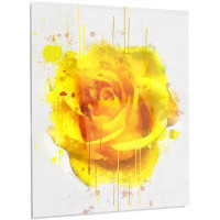 Design Art 'Beautiful Rose in Yellow Watercolor' Painting Print on Metal