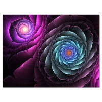 Design Art 'Fractal Blue Purple Flower' Graphic Art on Wrapped Canvas