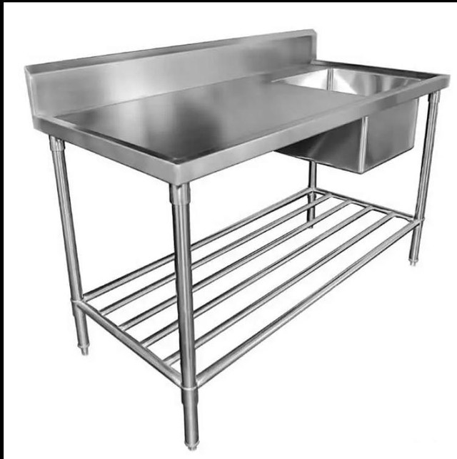 NEW 94 IN SINGLE STAINLESS STEEL SINK TABLE & UNDERSHELF in Other in Manitoba - Image 2