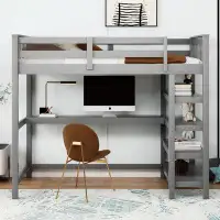 Harriet Bee Gotthold Twin Solid Wood Loft Bed with Built-in-Desk by Harriet Bee