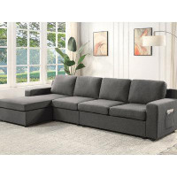 Latitude Run® Magaby 4-seater Sectional Sofa Chaise With Pocket In Grey Linen