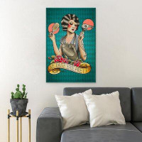 Trinx Girl Holding Hairdresser Tools - Live Fast Dye Pretty - 1 Piece Rectangle Graphic Art Print On Wrapped Canvas