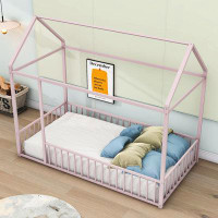 Wrought Studio Twin Metal House Bed Frame with Fence
