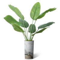 SIGNLEADER Outdoor Plants Faux Banana Leaf Silk Tree Artificial in Home Decoration