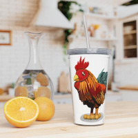 Millwood Pines Rooster Plastic Tumbler With Straw