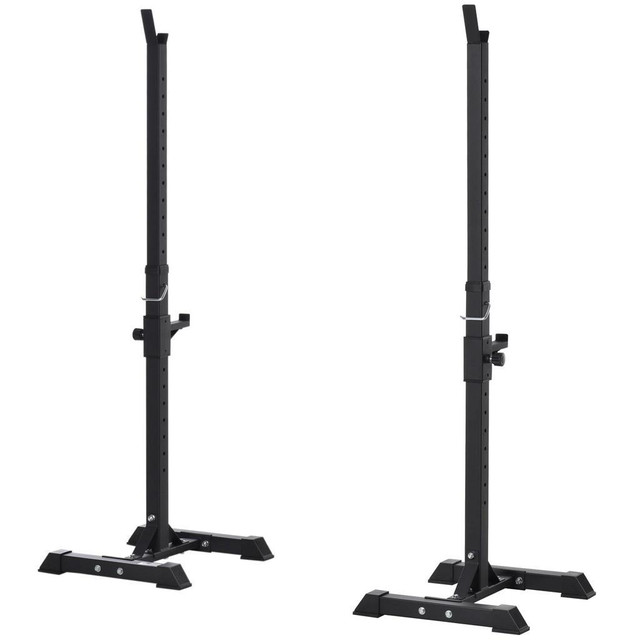ADJUSTABLE STABLE POWER SQUAT STAND PORTABLE 2 BARS BARBELL HOLDER WEIGHT RACK BLACK in Exercise Equipment