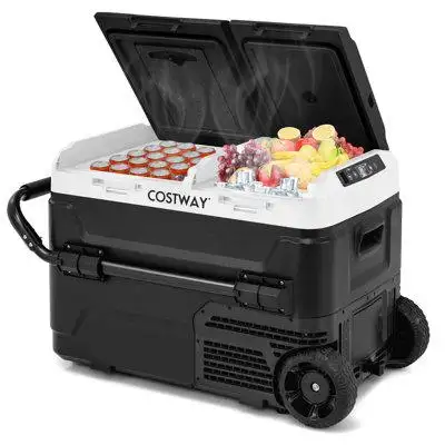 Costway Costway Dual Zone 12v Car Refrigerator 42qt Portable Compressor Fridge Freezer (-4~68) For Rvs